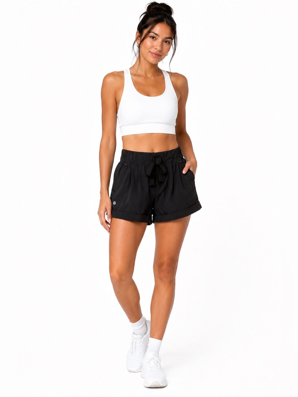 Lululemon Black Relaxed Fit Athletic Shorts Women’s Size 4 Drawstring Stretch